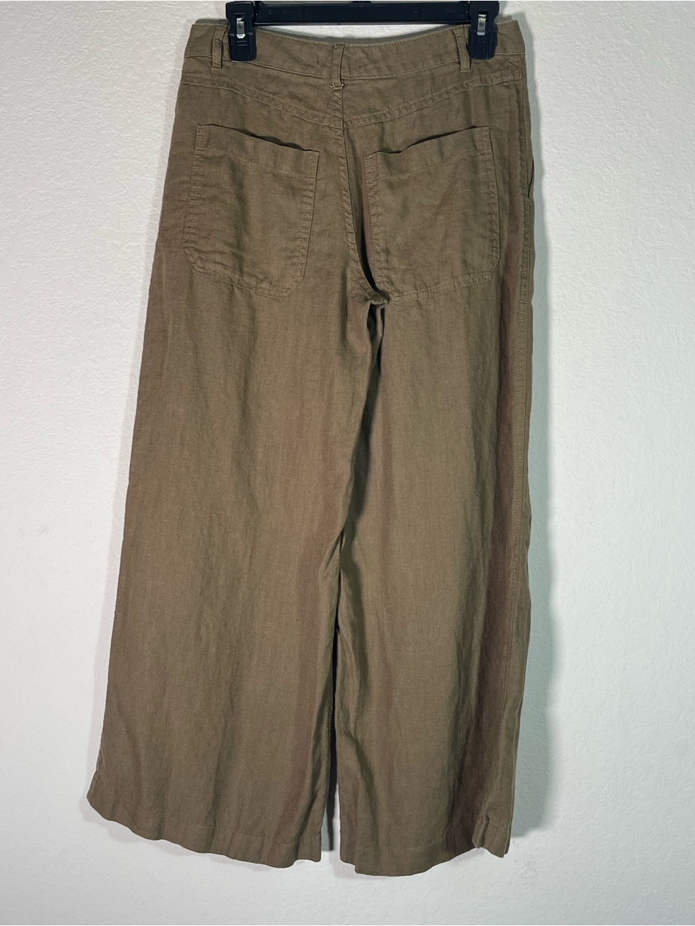 Madewell The Petite Zoe Relaxed Wide Pant in 100% Linen Size 2P in Safari Khaki - Picture 11 of 16